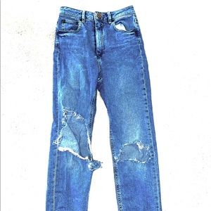 Ripped straight leg jeans